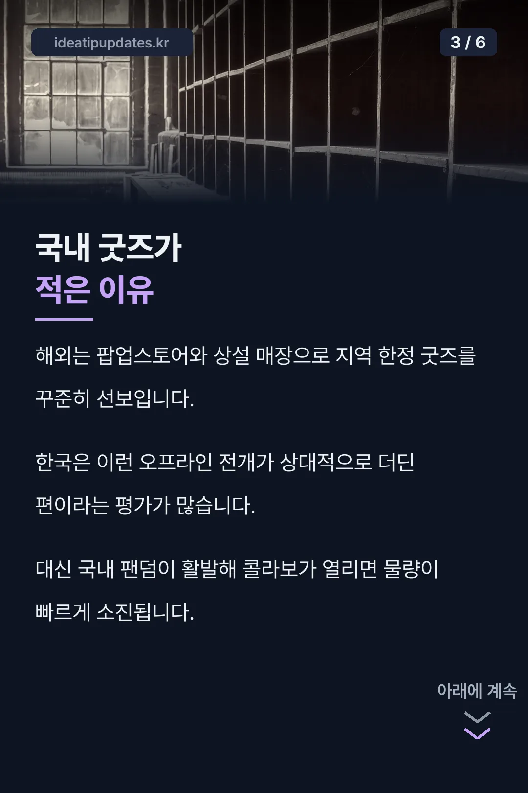 국내 굿즈가 적은 이유