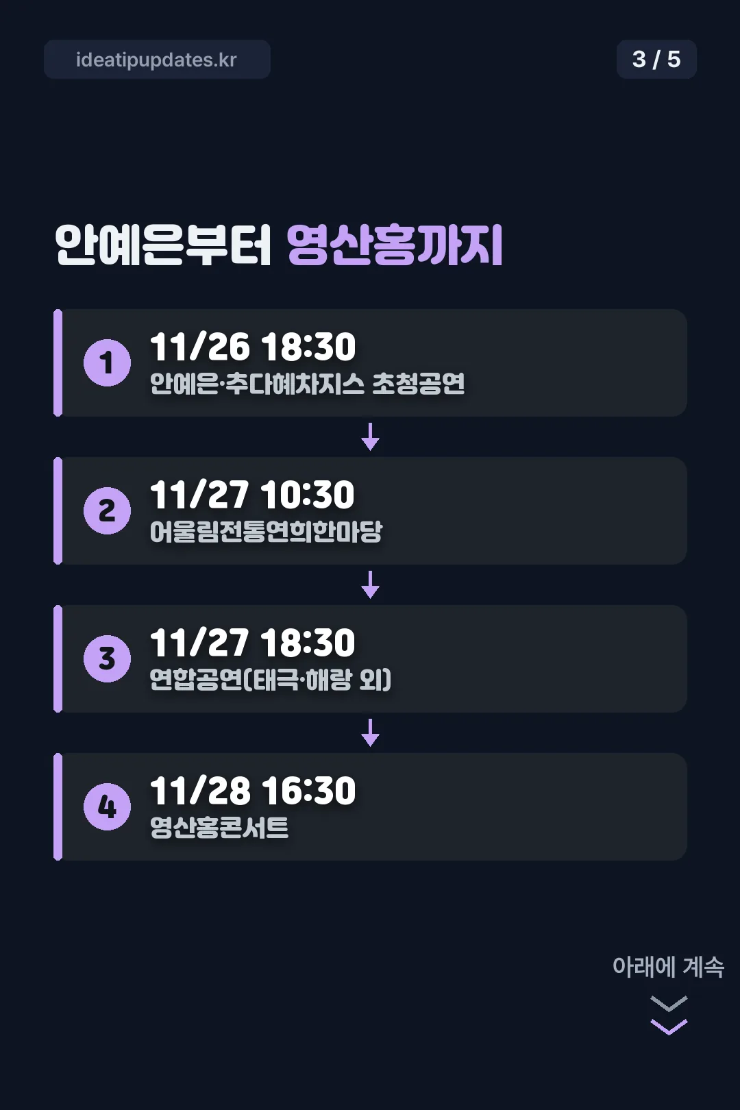 사흘 공연 일정